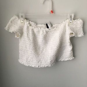 Ruffled White Off The Shoulder Top
